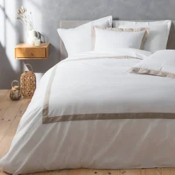 Parure de lit 3 Pièces coton et lin (260x240 cm - Blanc)>Douceur D'Intérieur