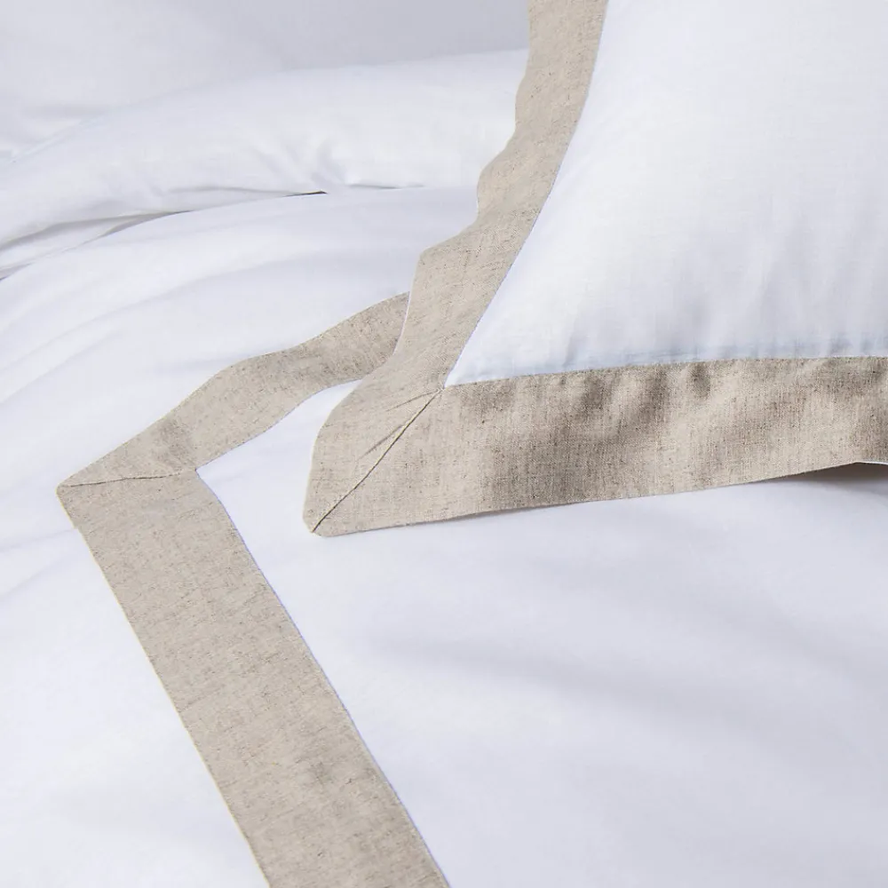 Parure de lit 3 Pièces coton et lin (260x240 cm - Blanc)>Douceur D'Intérieur