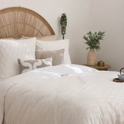 Parure de lit 3 pièces Edie jacquard blanc 260x240cm - Atmosphera><noscript><img width=