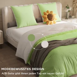 Parure de lit 4 pièces en Polyester, 160 x 200 cm, motif à carreaux esthétique en coton, résistante aux Plis, Vert><noscript><img width=