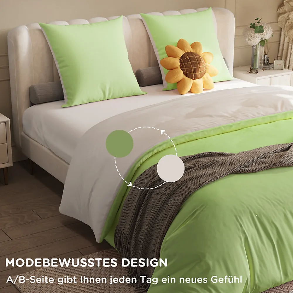Parure de lit 4 pièces en Polyester, 160 x 200 cm, motif à carreaux esthétique en coton, résistante aux Plis, Vert>ProximaX Clearance