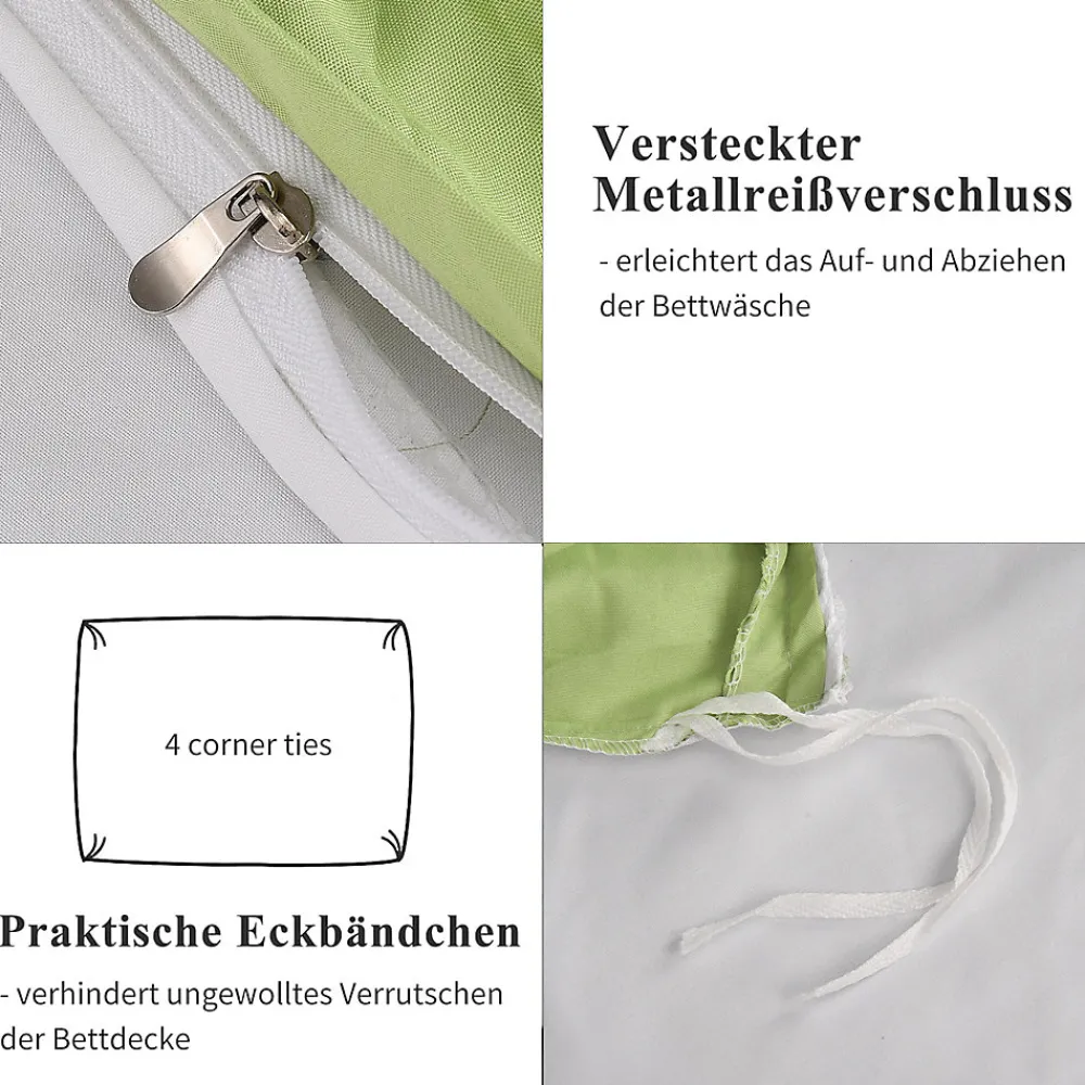 Parure de lit 4 pièces en Polyester, 160 x 200 cm, motif à carreaux esthétique en coton, résistante aux Plis, Vert>ProximaX Clearance
