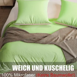 Parure de lit 4 pièces en Polyester, 160 x 200 cm, motif à carreaux esthétique en coton, résistante aux Plis, Vert><noscript><img width=
