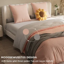 Parure de lit 4 pièces en Polyester, 140 x 200 cm, motif à carreaux esthétique en coton, résistante aux Plis, Rose><noscript><img width=