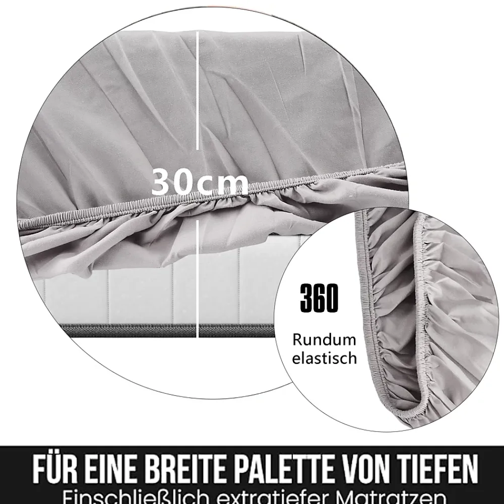 Simple Life Parure de lit 4 pièces en polyester 140x200 cm, motif à carreaux style coton, résistante aux plis et à la décoloration - Gris* Parure De Lit