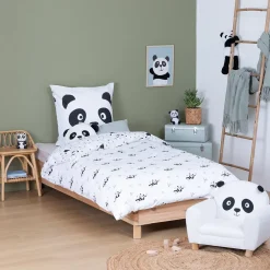 Atmosphera Créateur D'Intérieur Parure de lit 2 pièces enfant panda Andy coton violet 140x200cm - Atmosphera* Boutis, Couvre-Lit, Édredon