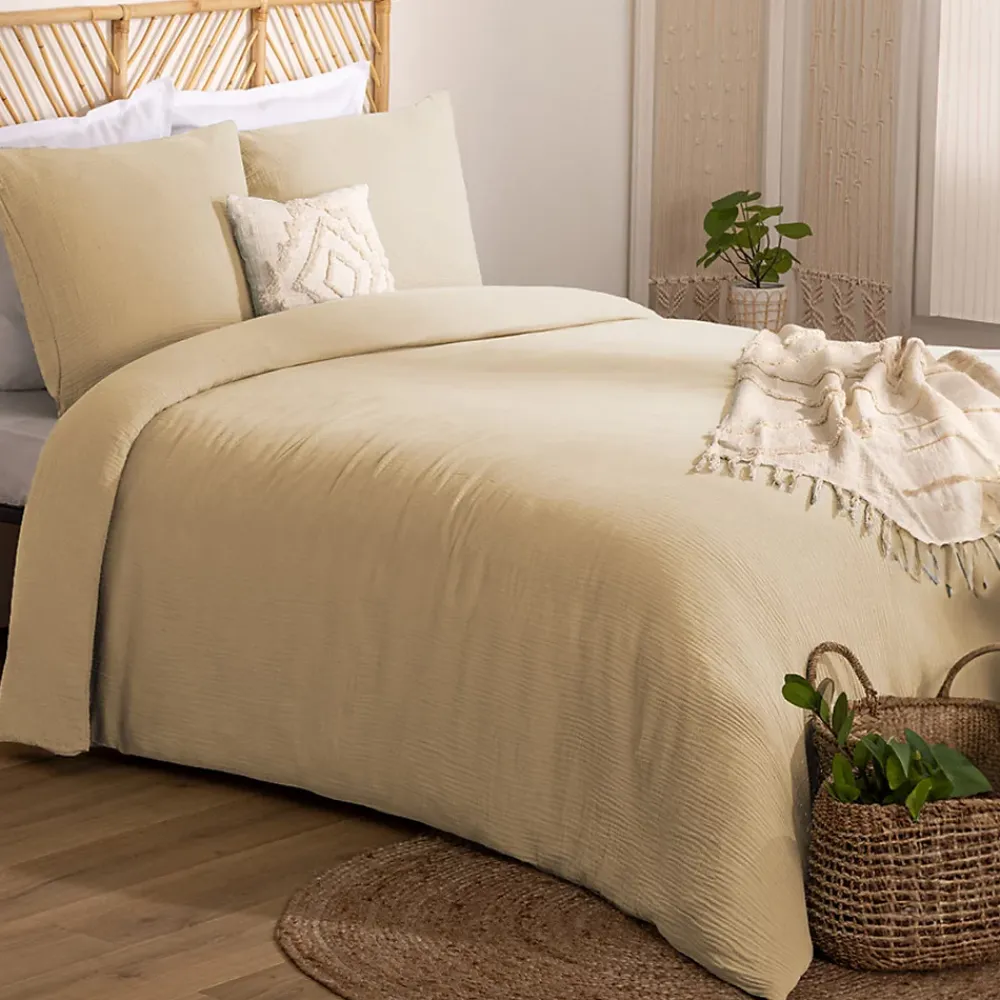 Atmosphera Créateur D'Intérieur Parure de lit 3 pièces Flora gaze de coton lin 260x240cm - Atmosphera* Boutis, Couvre-Lit, Édredon