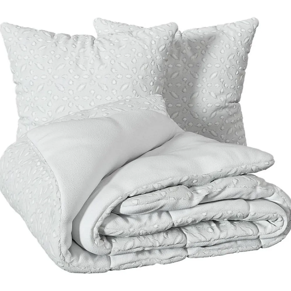 Parure de lit 3 pièces Swan jacquard blanc 240x220cm - Atmosphera>Atmosphera Créateur D'Intérieur Discount