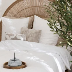 Parure de lit 3 pièces Swan jacquard blanc 240x220cm - Atmosphera><noscript><img width=