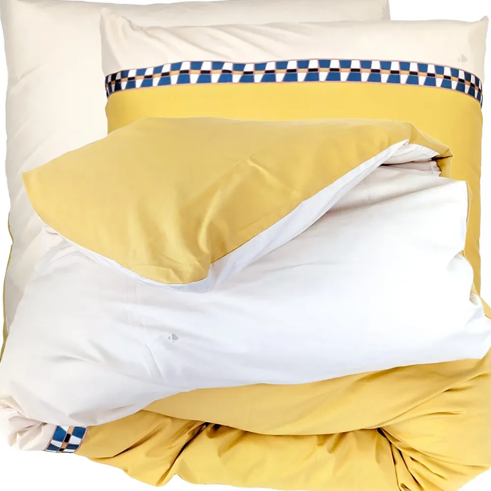 Linnea Parure de lit 3 pièces 200x200 cm percale coton ROMY Ambre* Parure De Lit