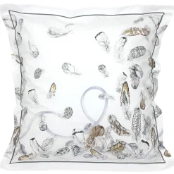 Parure de lit 3 pièces 200x200 cm taies 65x65 cm Percale pur coton PLUMES><noscript><img width=