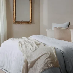 Linnea Parure de lit 3 pièces 240x220 cm et 65x65 cm mousseline de coton MILOS blanc neige* Parure De Lit