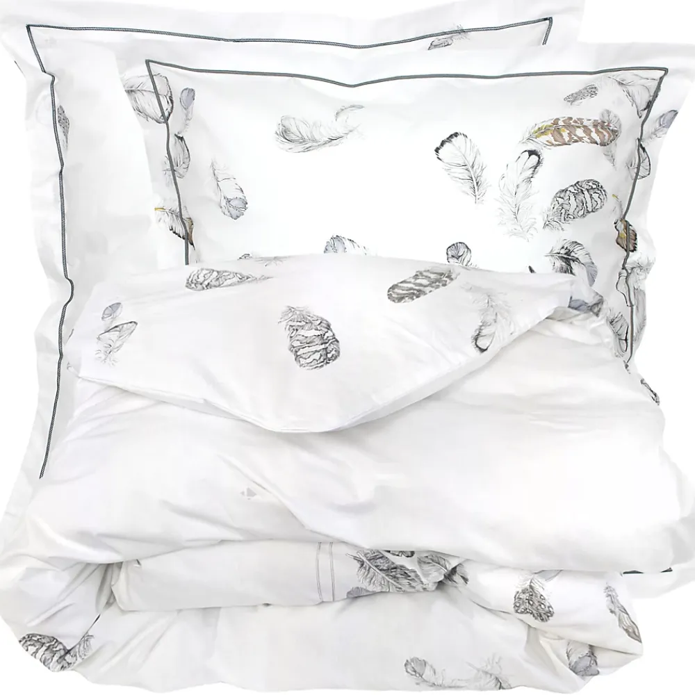 Linnea Parure de lit 3 pièces 260x240 cm taies 65x65 cm Percale pur coton PLUMES* Parure De Lit