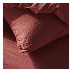 Parure de lit - TODAY - 123670 - 2 personnes - 240x220cm - Gaze de coton unie - Terracotta><noscript><img width=