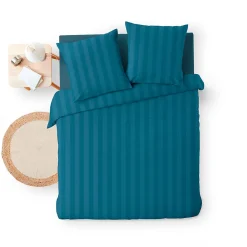 Parure de Lit 240 x 220 cm + 2 Taies Microfibre Unie CLÉO Bleu>Douceur D'Intérieur Sale
