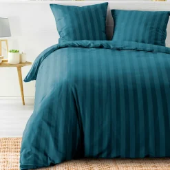 Parure de Lit 240 x 220 cm + 2 Taies Microfibre Unie CLÉO Bleu>Douceur D'Intérieur Sale
