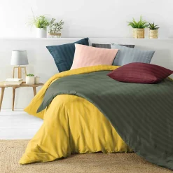 Parure de Lit 240 x 220 cm + 2 Taies Microfibre Unie CLÉO Bleu><noscript><img width=