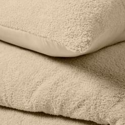 Parure de lit 240 x 220 cm + 2 taies Bouclette Unie HELENA Sable><noscript><img width=