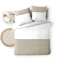 Parure de lit 240 x 220 cm Coton 57 fils & coton tissé GABRIELLE><noscript><img width=