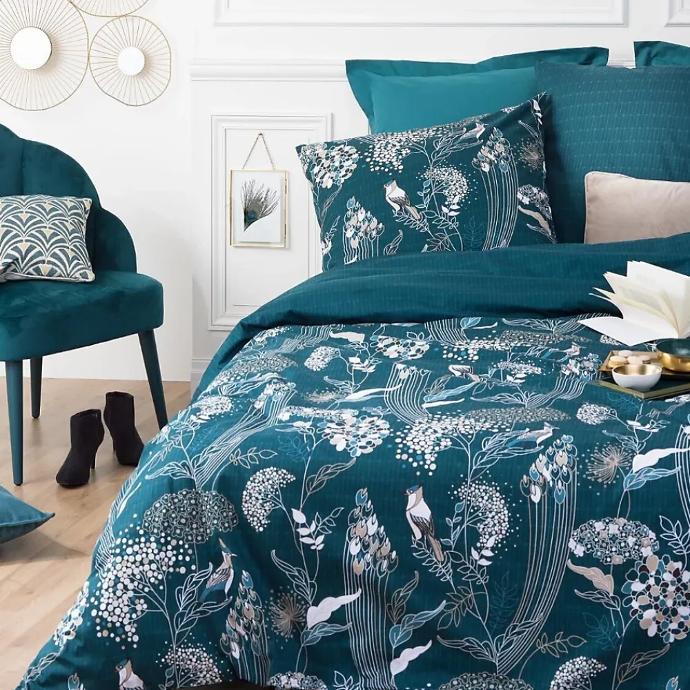 Atmosphera Créateur D'Intérieur Parure de lit Art Déco Paon en coton 240x220 cm - Atmosphera* Parure De Lit