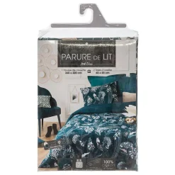 Atmosphera Créateur D'Intérieur Parure de lit Art Déco Paon en coton 240x220 cm - Atmosphera* Parure De Lit