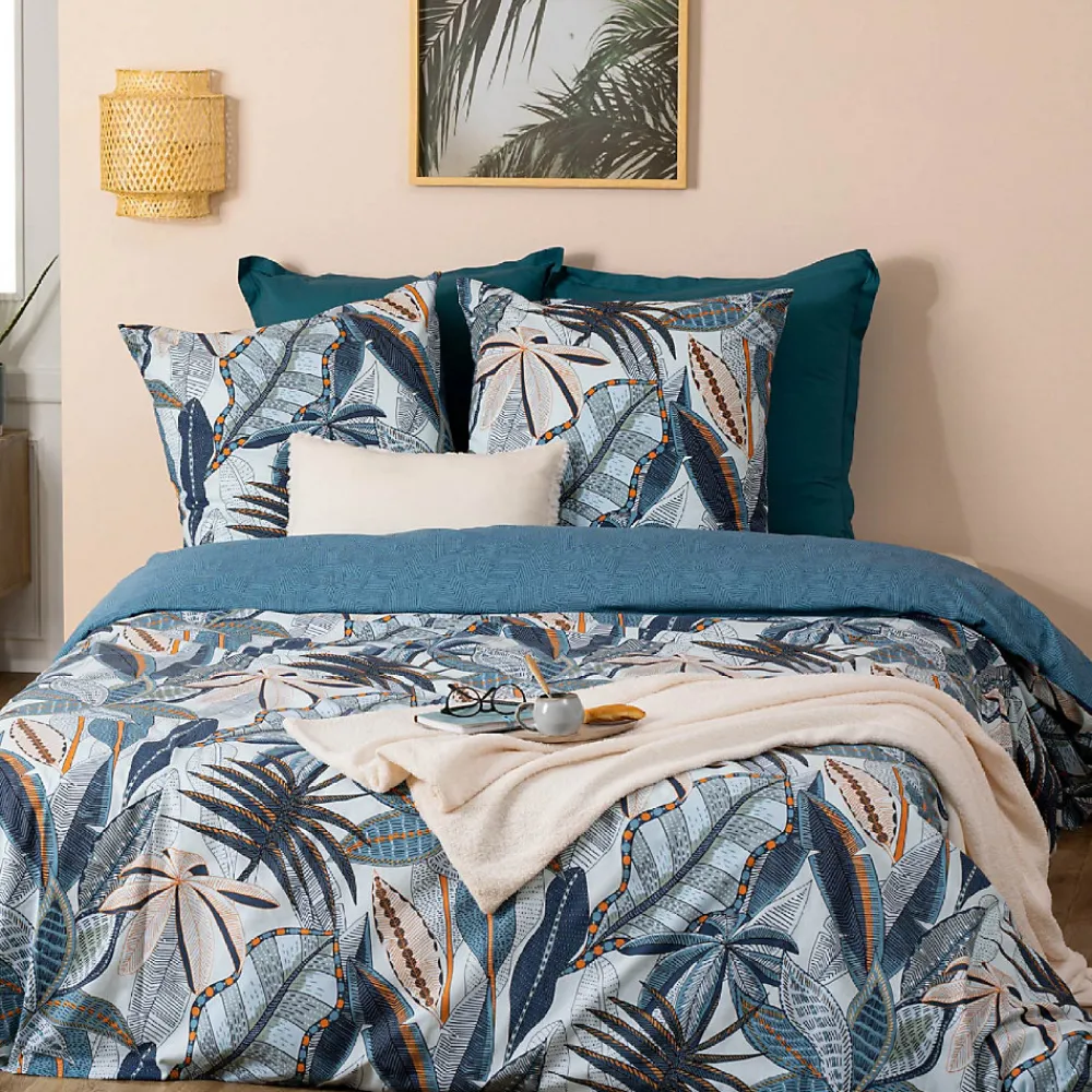 Parure de lit aux impressions bleutées (240x220 cm - Bleu)>Atmosphera