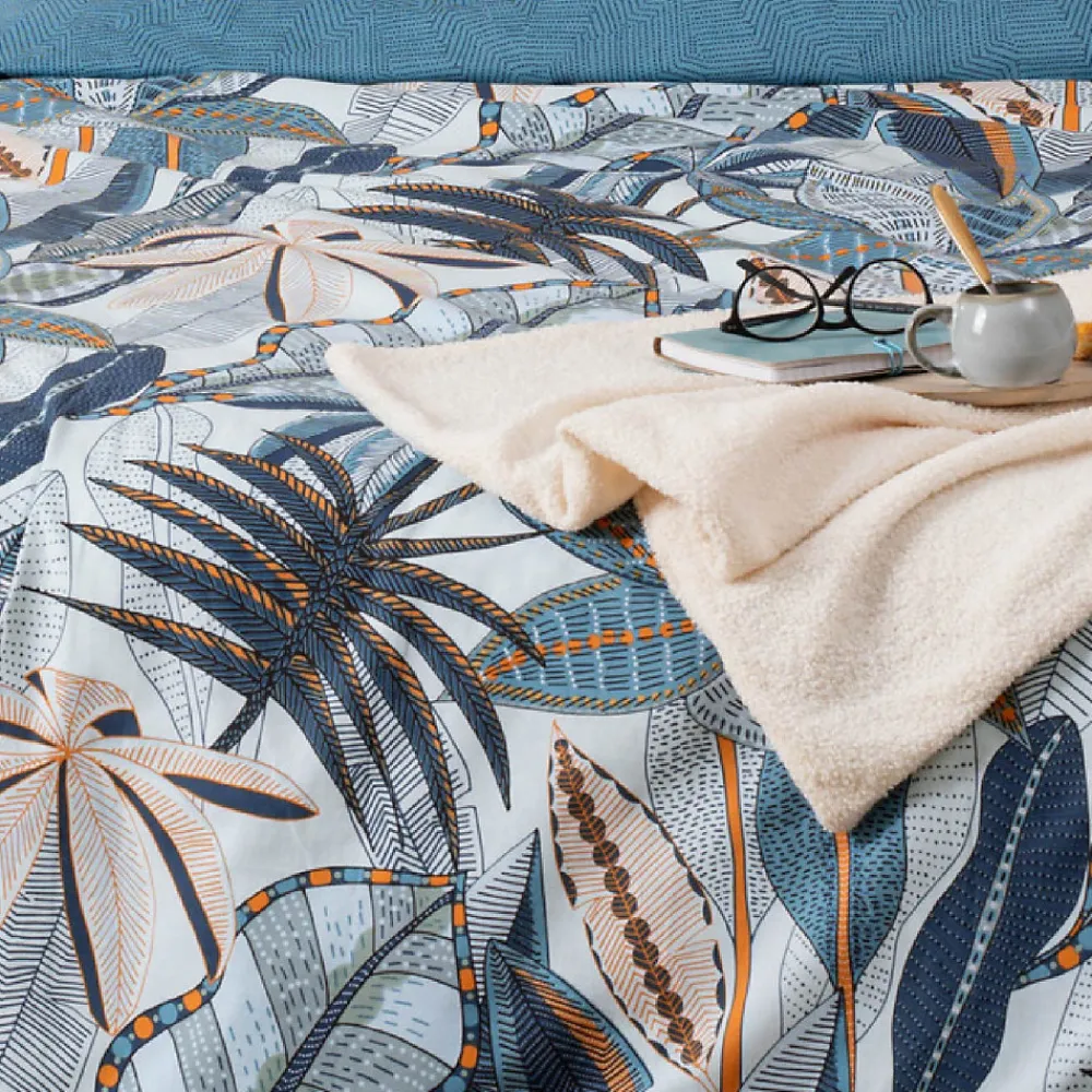 Parure de lit aux impressions bleutées (240x220 cm - Bleu)>Atmosphera