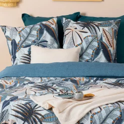 Parure de lit aux impressions bleutées (240x220 cm - Bleu)><noscript><img width=