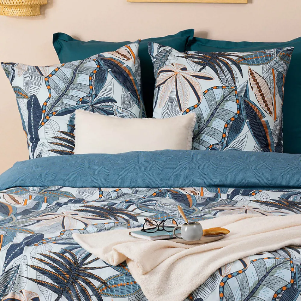 Parure de lit aux impressions bleutées (240x220 cm - Bleu)>Atmosphera