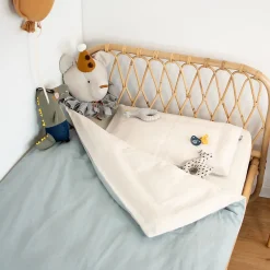 Parure de lit bébé réversible housse de couette et taie d'oreiller en Lin lavé><noscript><img width=