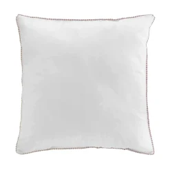 Douceur D'Intérieur Parure de lit blanche galon pompons beiges (240x220 cm - Blanc)* Parure De Lit