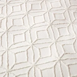 Parure de lit blanche tuftée à motif géométrique, 260x220cm -><noscript><img width=