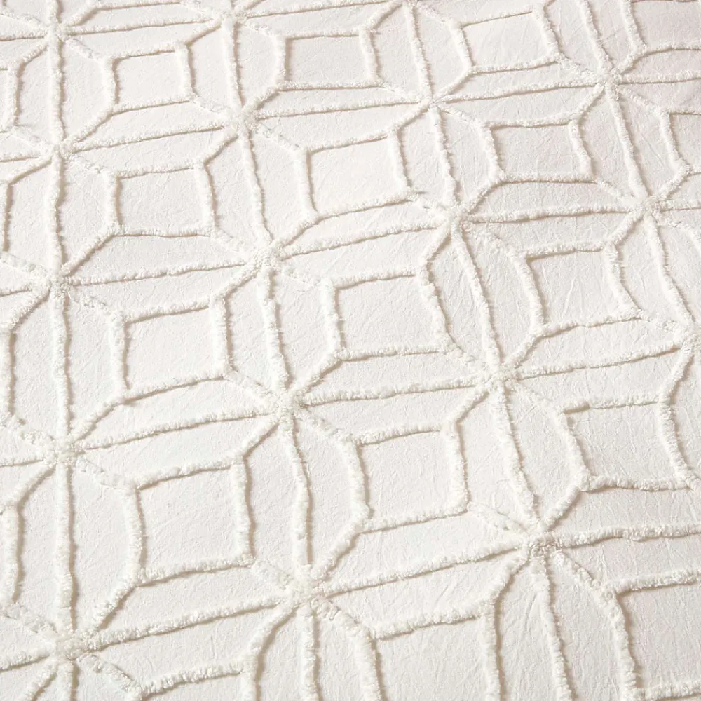 Parure de lit blanche tuftée à motif géométrique, 260x220cm ->Homescapes Best