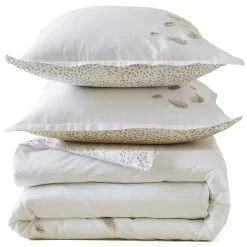 Linnea Parure de lit brodée 3 pièces : housse 260x240 cm et taies 50x70 cm en satin de coton NINA blanc* Parure De Lit