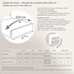 Parure de lit brodée 3 pièces : housse 250x220 cm et taies 50x80 cm en satin de coton NINA blanc><noscript><img width=