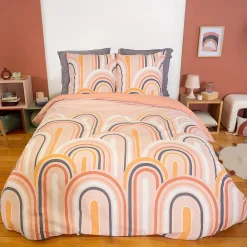 Parure de lit collection LOVE 240x220 cm pur coton rose 3 pièces><noscript><img width=
