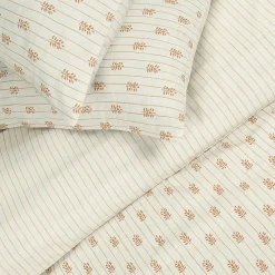 Parure de lit double à rayures fleurie effet lin 240x220cm>Future Home Clearance