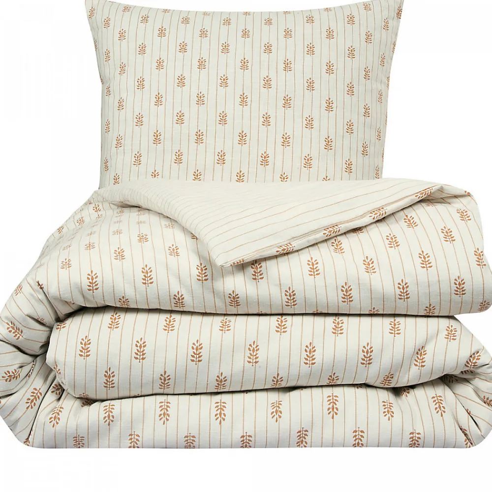 Parure de lit double à rayures fleurie effet lin 240x220cm>Future Home Clearance