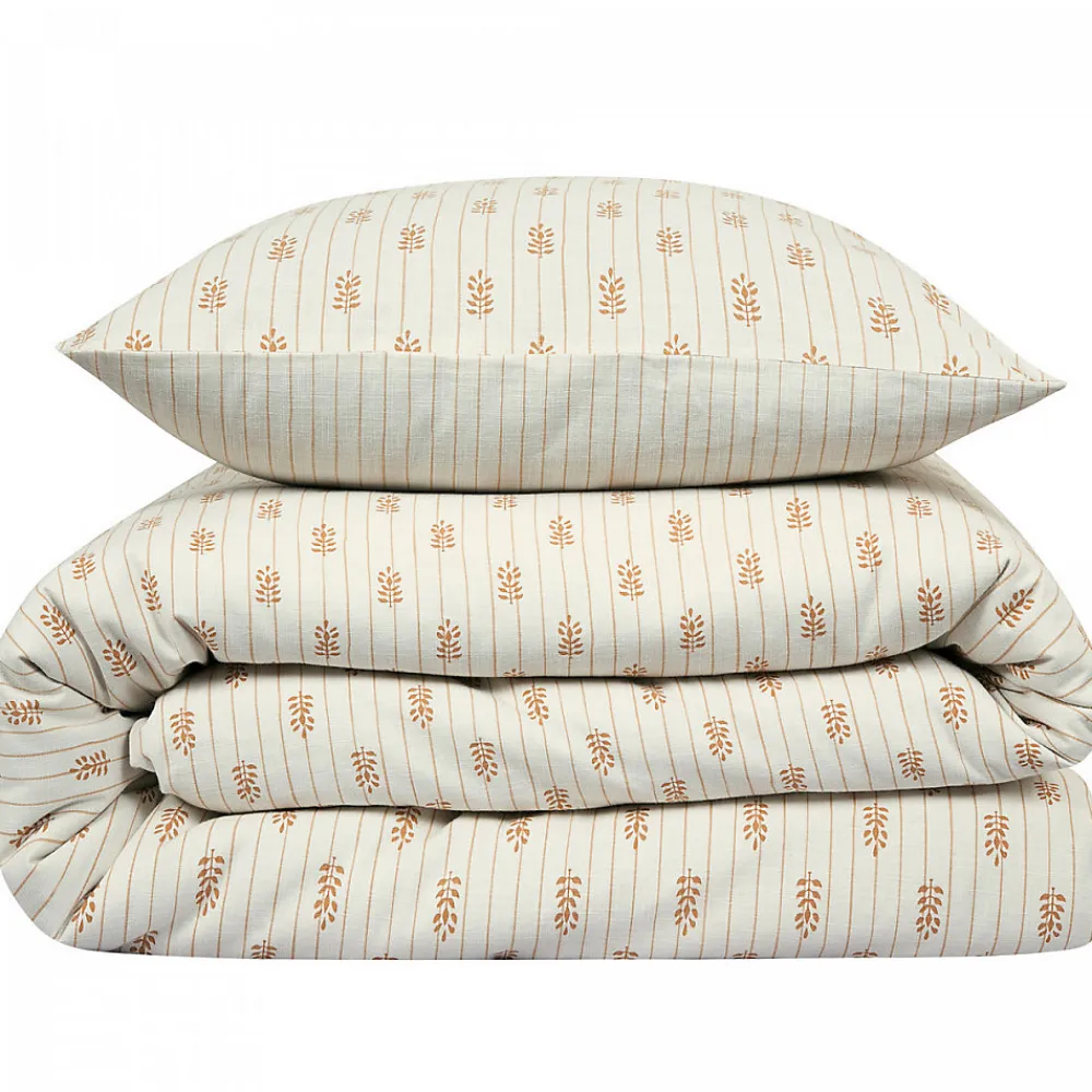 Parure de lit double à rayures fleurie effet lin 240x220cm>Future Home Clearance