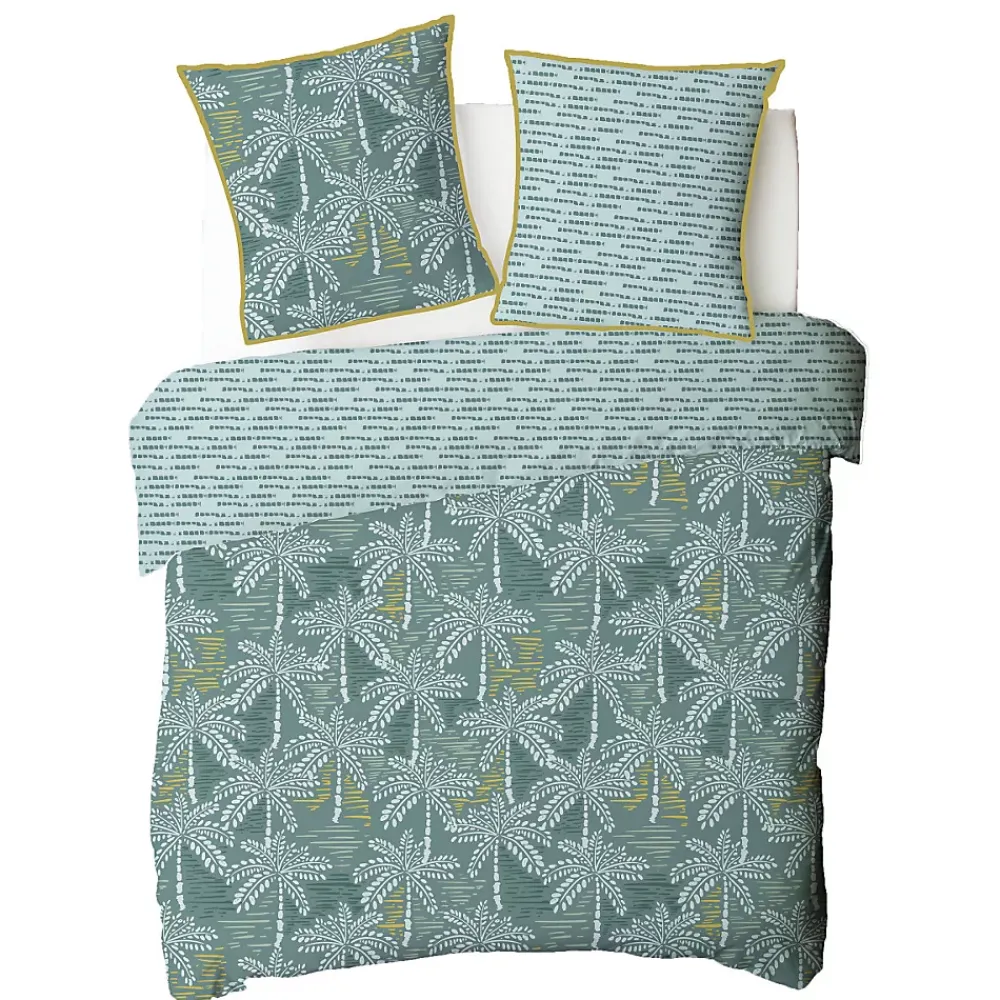 Future Home Parure de lit double palmiers en microfibre lavée 200x200cm* Parure De Lit