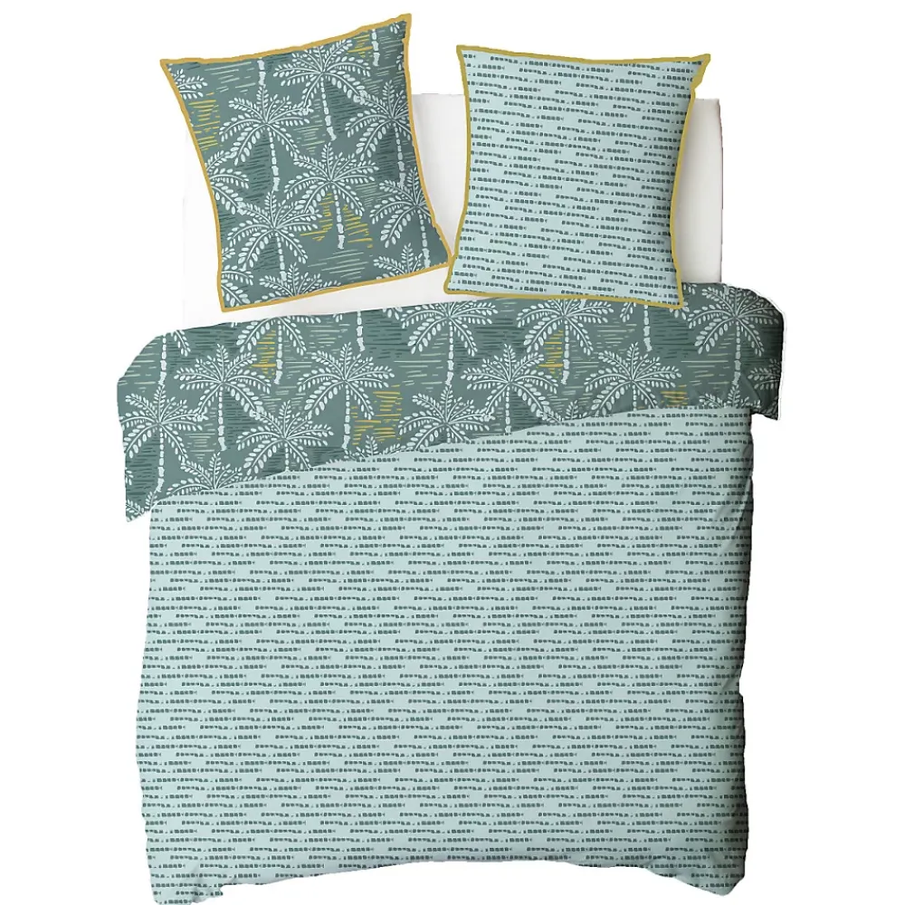 Future Home Parure de lit double palmiers en microfibre lavée 200x200cm* Parure De Lit
