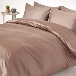 Homescapes Parure de lit en coton égyptien bio 400 fils marron, 200x200cm -* Parure De Lit