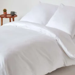 Parure de lit en coton égyptien bio 400 fils blanc, 240x220cm ->Homescapes Online