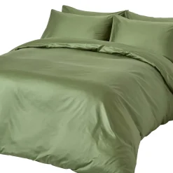 Parure de lit en coton égyptien bio 400 fils vert mousse, 135x200cm ->Homescapes Discount