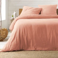 Parure de lit en gaze de coton (260x240 cm - Rose Clair)>Douceur D'Intérieur Outlet