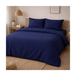 Parure de lit en Gaze de Coton 240x260cm 260x240cm bleu>Promolinge Best