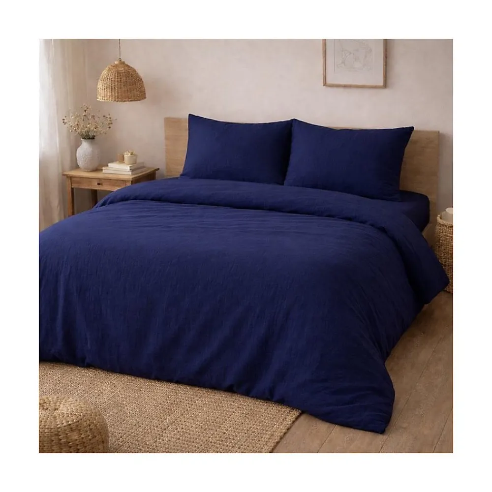 Parure de lit en Gaze de Coton 240x260cm 260x240cm bleu>Promolinge Best