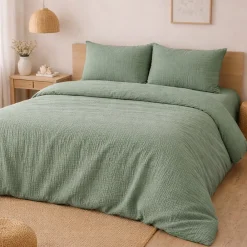 Parure de lit en Gaze de Coton 240x260cm 260x240cm Sauge>Promolinge Best