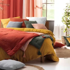 Douceur D'Intérieur Parure de lit en gaze de coton (240x220 cm - Jaune)* Parure De Lit