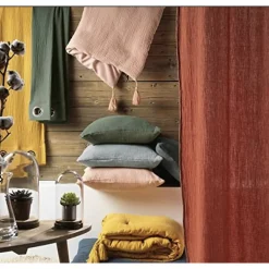 Parure de lit en Gaze de Coton 240x260cm 260x240cm anthracite><noscript><img width=